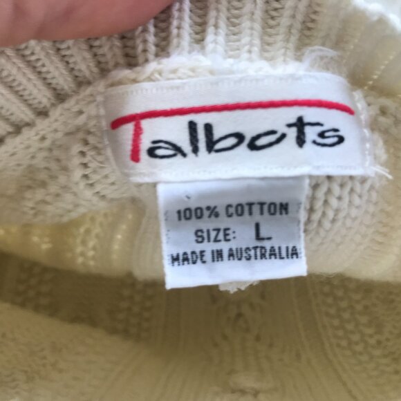 TALBOTS Fisherman's Sweater 100% Cotton Sz L UNWORN AUSTRALIA UNWORN NEW NO TAGS - Picture 2 of 6